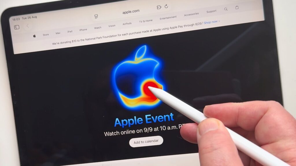 New Liquid Apple Event logo moves and changes color when swiped New Liquid Apple Event logo moves and changes color when swiped