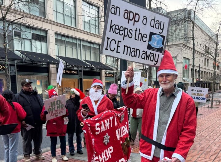 Apple’s removal of ICEBlock sees repeated protests at Portland Pioneer Place store