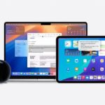 Various Apple devices including a laptop, tablet, smartphone, smartwatch, and VR headset displayed together on a white background.