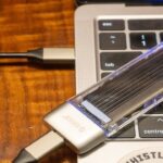 An external drive connected to a Mac.