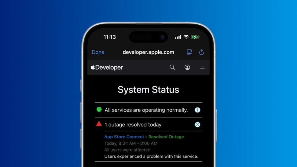 A now-resolved Apple server outage stopped developers from verifying apps
